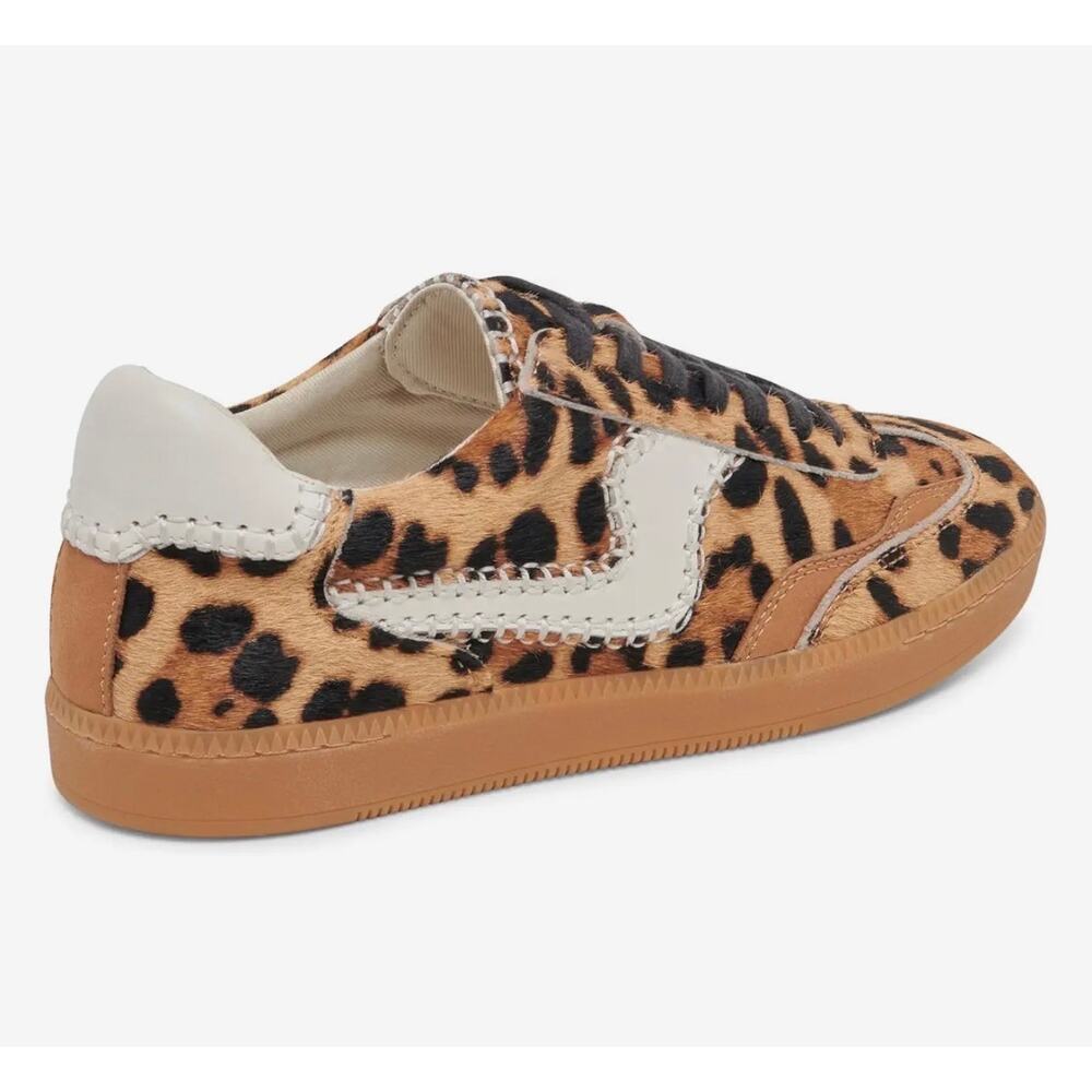 Dolce Vita Notice Stitch Brown Leopard Print Genuine Calf Hair Sneakers Size 9 - Picture 9 of 16